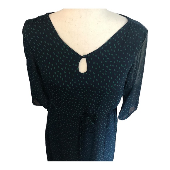 Gap Casual Navy Green Dot Dress - Picture 1 of 6